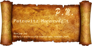 Petrovitz Manszvét névjegykártya